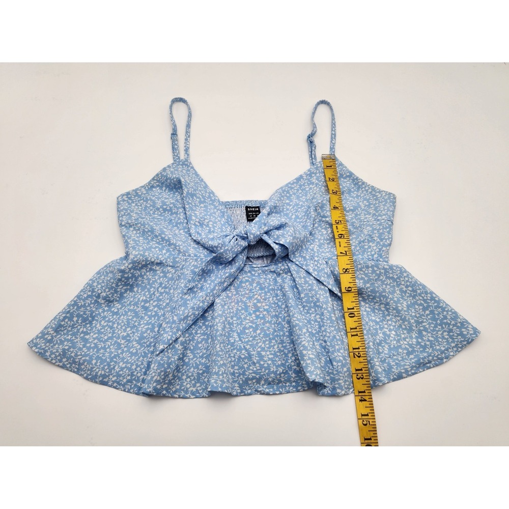 Shein Womens Cropped Baby Doll Blue Floral M/6 Y2K Country Style - Picture 6 of 9